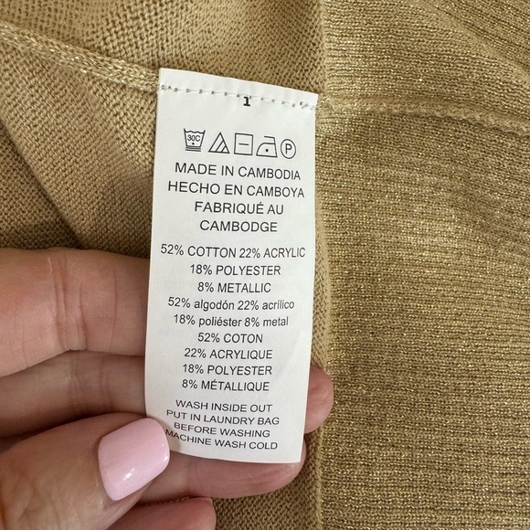 Michael Kors Metallic Gold Long Line Open Front Cardigan size X-Large - Picture 9 of 9